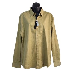 VIGO Shirt Men's Green Black Button Up Stretch Shirt Sz L NWT